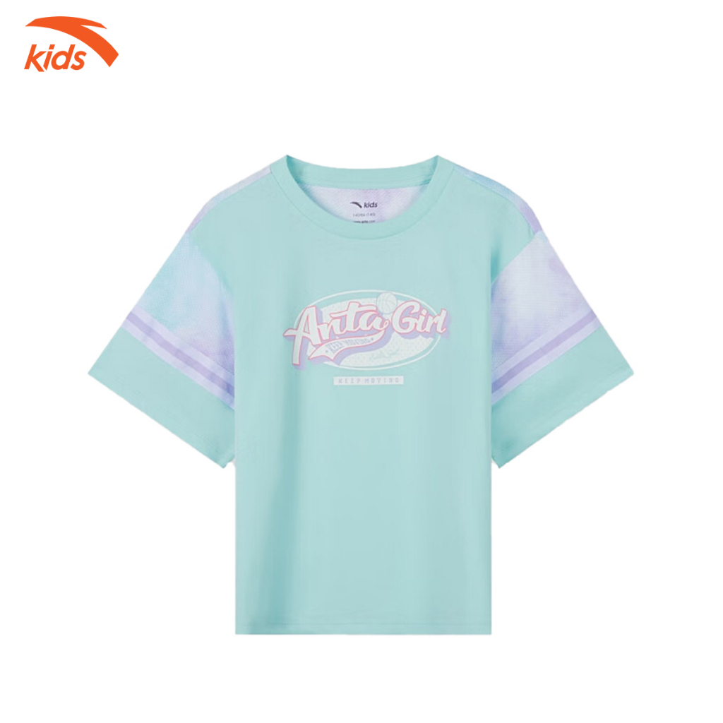 Áo phông thể thao bé gái Anta Kids dòng bóng rổ, vải cotton, thoáng khí W362328643