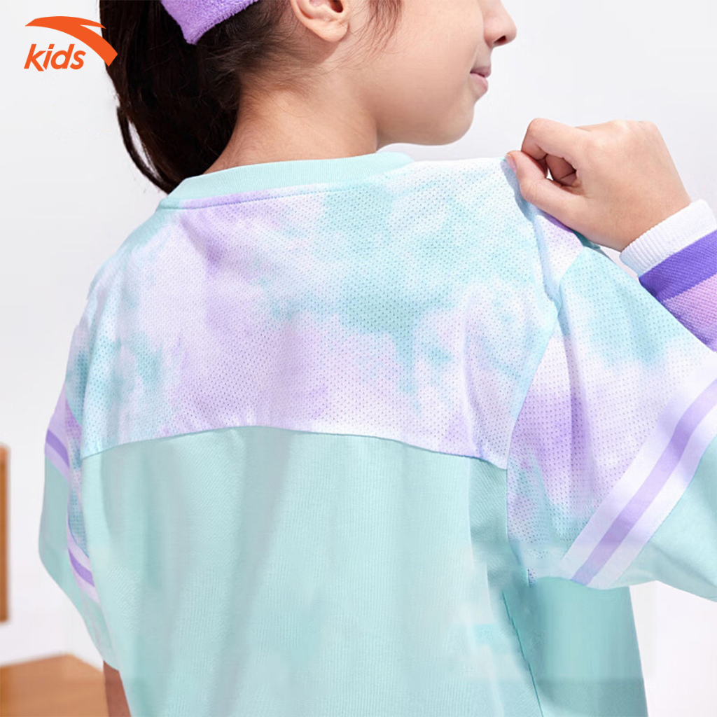 Áo phông thể thao bé gái Anta Kids dòng bóng rổ, vải cotton, thoáng khí W362328643