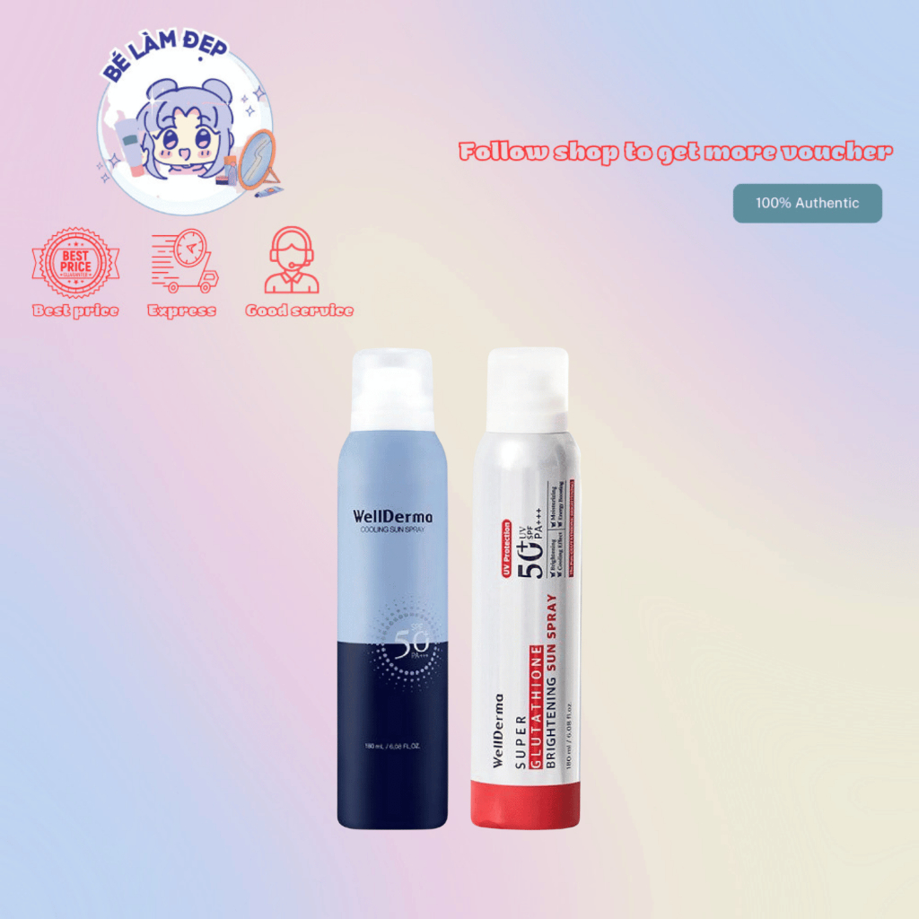 Chống Nắng Toàn Thân Dạng Xịt WellDerma Super Glutathione Whitening Sun Spray SPF50+ PA++++ 180ml