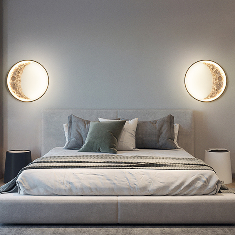 Đèn LED gắn tường hình trăng bán nguyệt trang trí tăng giảm độ sáng tuỳ chỉnh, Đèn trăng ốp trần mặt trăng khuyết