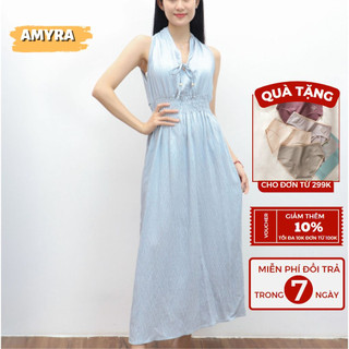 Váy maxi đi biển thiết kế 2 dây dáng dài siêu tôn dáng AMYRA - Đầm maxi 2 dây thiết kế ôm eo sang trọng đi biển MX069