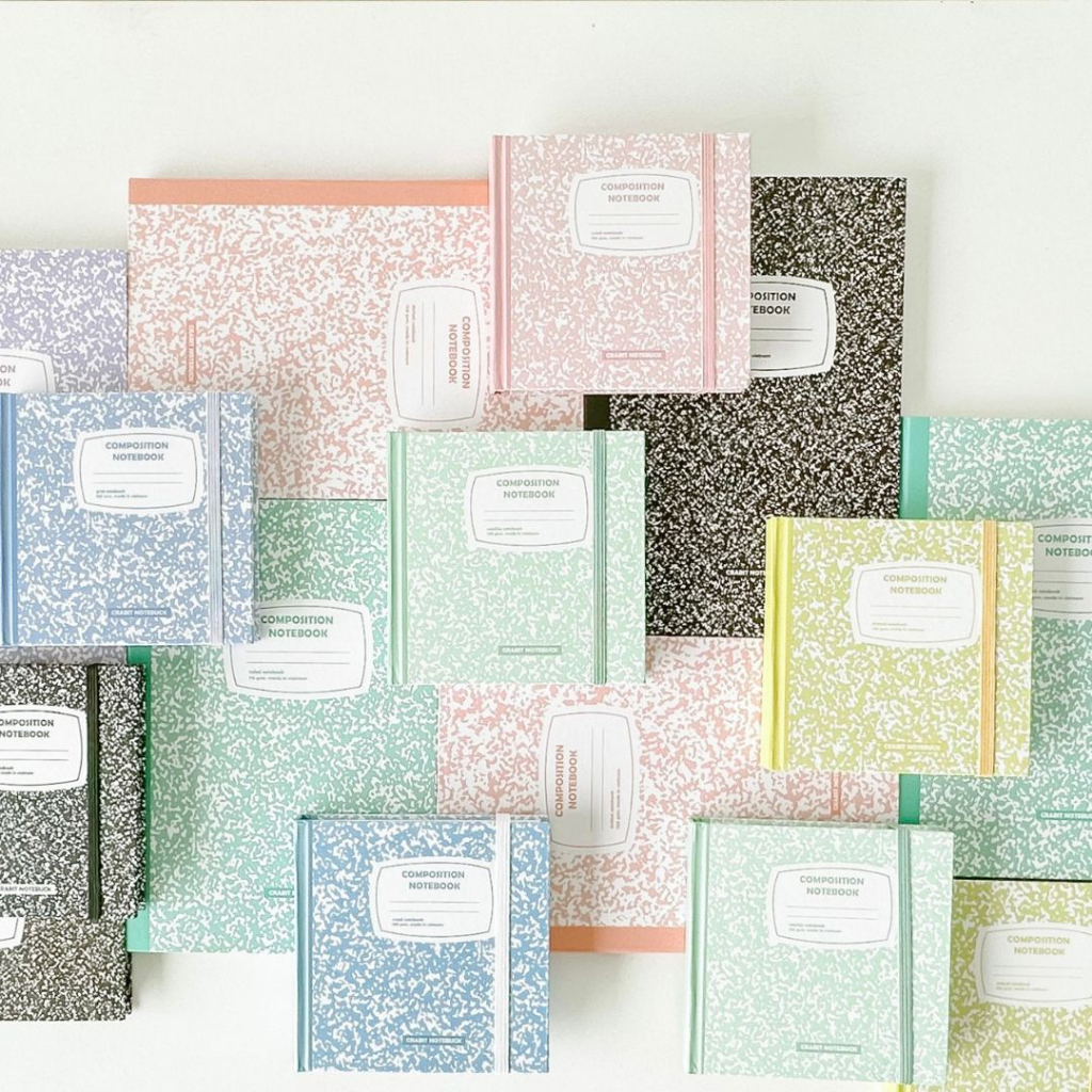 Sổ tay khổ vuông dot grid kẻ ngang tặng kèm sticker Crabit Composition Collection