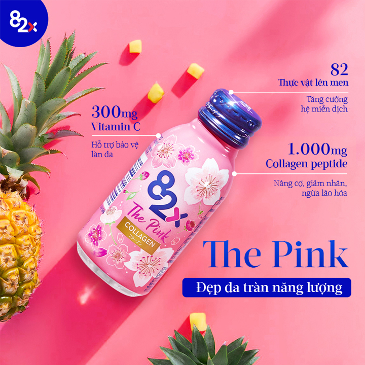 Collagen 82x The Pink nước uống đẹp da hộp 10 chai Mit Beauty bổ sung collagen cho cơ thể sáng trắng da đẹp dạng ngời