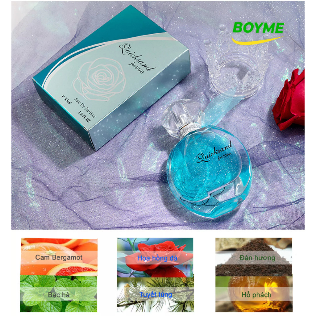 Nước Hoa Nữ Thơm Lâu Quicksand Lưu Hương 8 Giờ Mùi Hương Nhẹ Nhàng, Tự Tin, Cuốn Hút Mọi Ánh Nhìn, Thể Tích 55ml