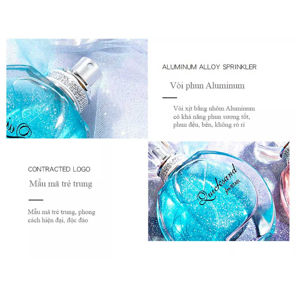 Nước Hoa Nữ Thơm Lâu Quicksand Lưu Hương 8 Giờ Mùi Hương Nhẹ Nhàng, Tự Tin, Cuốn Hút Mọi Ánh Nhìn, Thể Tích 55ml