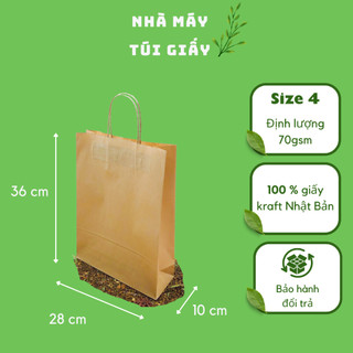 🌿 10 chiếc túi giấy xi măng kraft size 4: 28x10x36 cm có quai