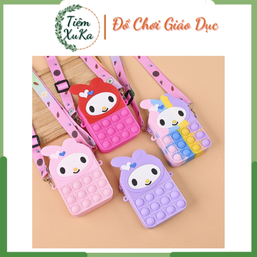 Túi đeo chéo cho bé gái siêu xinh 2023, túi pop it silicon trẻ em mini thời trang dễ thương đựng lì xì kèm dây đeo