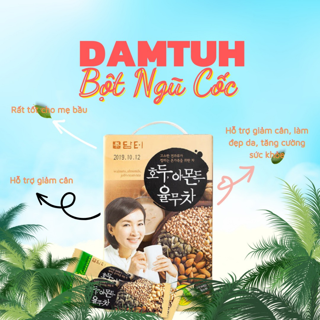 Bột Ngũ Cốc Dinh Dưỡng Thơm Ngon Damtuh Hạt Nhân Và Óc Chó 50 Gói  - Hàn Quốc