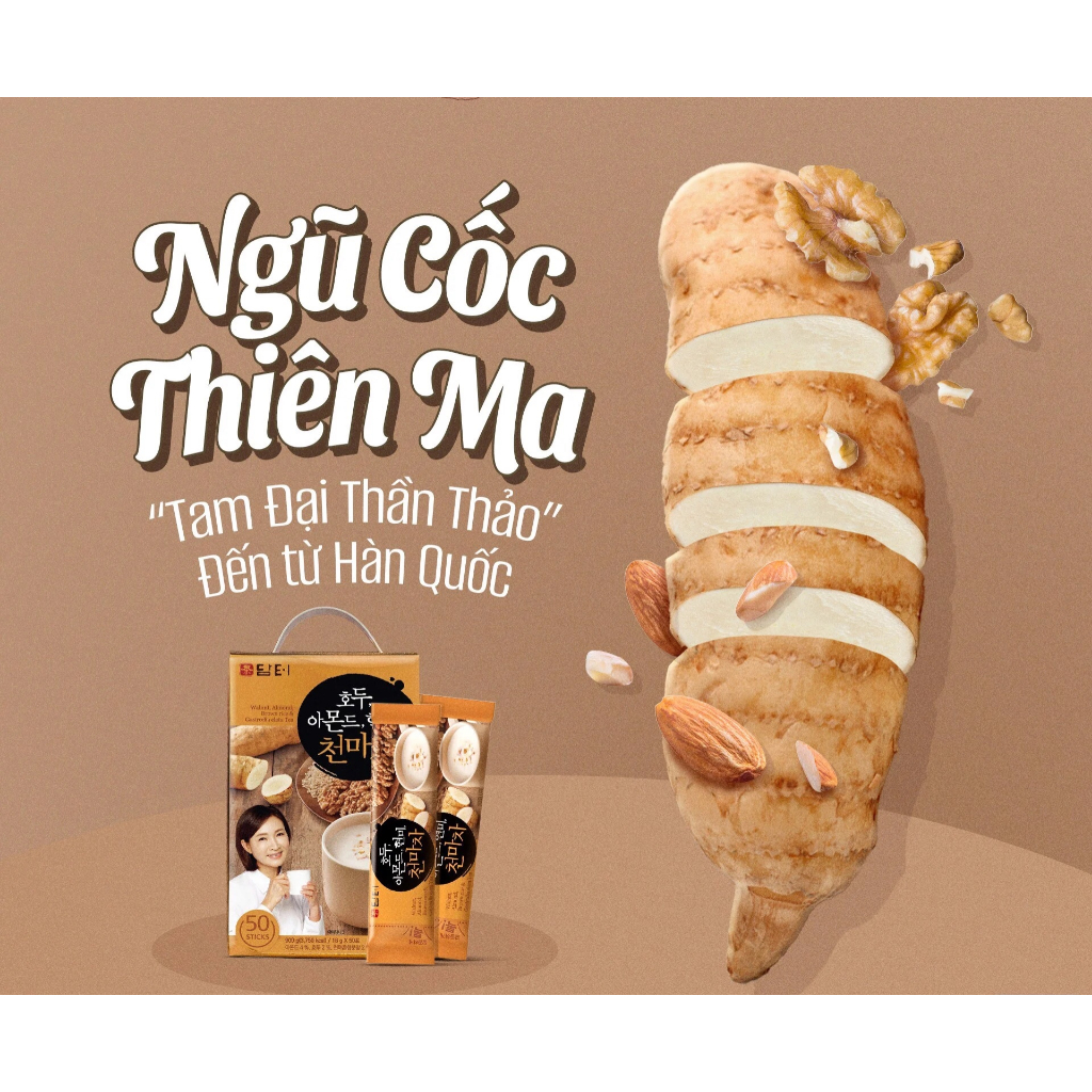 Bột Ngũ Cốc Dinh Dưỡng Thơm Ngon Damtuh Hạt Nhân Và Óc Chó 50 Gói  - Hàn Quốc