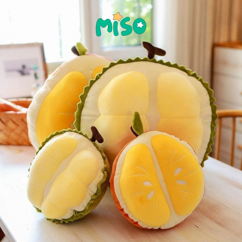Gấu Bông Hình Quả Sầu Riêng, Quả Cam Nhồi Bông Cao Cấp, Gấu Bông Miso