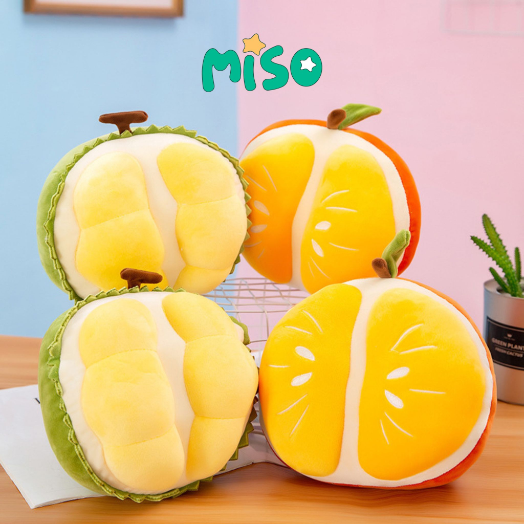 Gấu Bông Hình Quả Sầu Riêng, Quả Cam Nhồi Bông Cao Cấp, Gấu Bông Miso