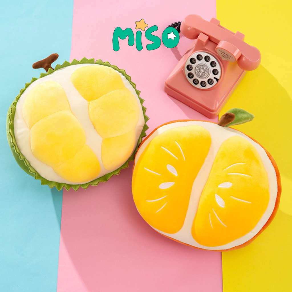 Gấu Bông Hình Quả Sầu Riêng, Quả Cam Nhồi Bông Cao Cấp, Gấu Bông Miso