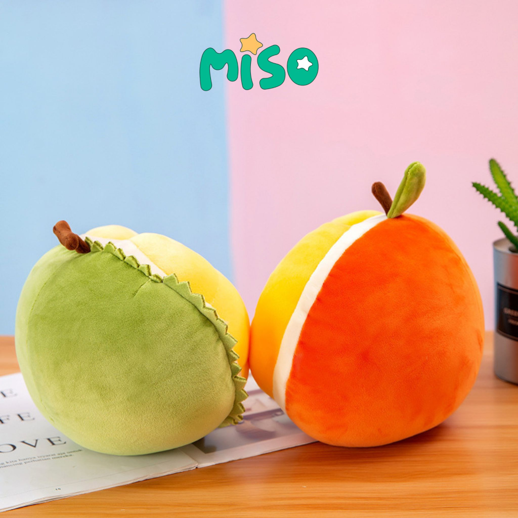 Gấu Bông Hình Quả Sầu Riêng, Quả Cam Nhồi Bông Cao Cấp, Gấu Bông Miso