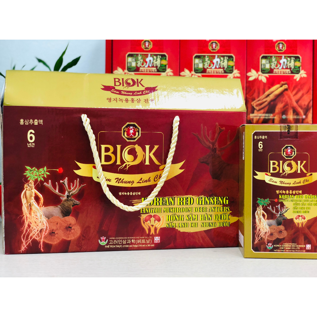 Sâm ngọc linh, sâm hàn quốc nhập khẩu, sâm nhung linh chi BIOK hộp  nhiều vị an toàn cho sức khỏe.