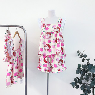 Đồ bộ mặc nhà ngắn kiểu bèo viền ren họa tiết xinh xắn nhiều màu, pyjama mặc ngủ dễ thương