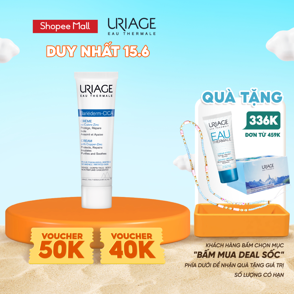 Kem làm dịu, làm lành và phục hồi da tổn thương URIAGE BARIÉDERM CICA-CRÈME 15ml