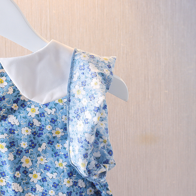 Đầm công chúa tay ngắn cổ búp bê thêu hoa phong cách mùa hè thời trang cho bé gái 1-3 tuổi