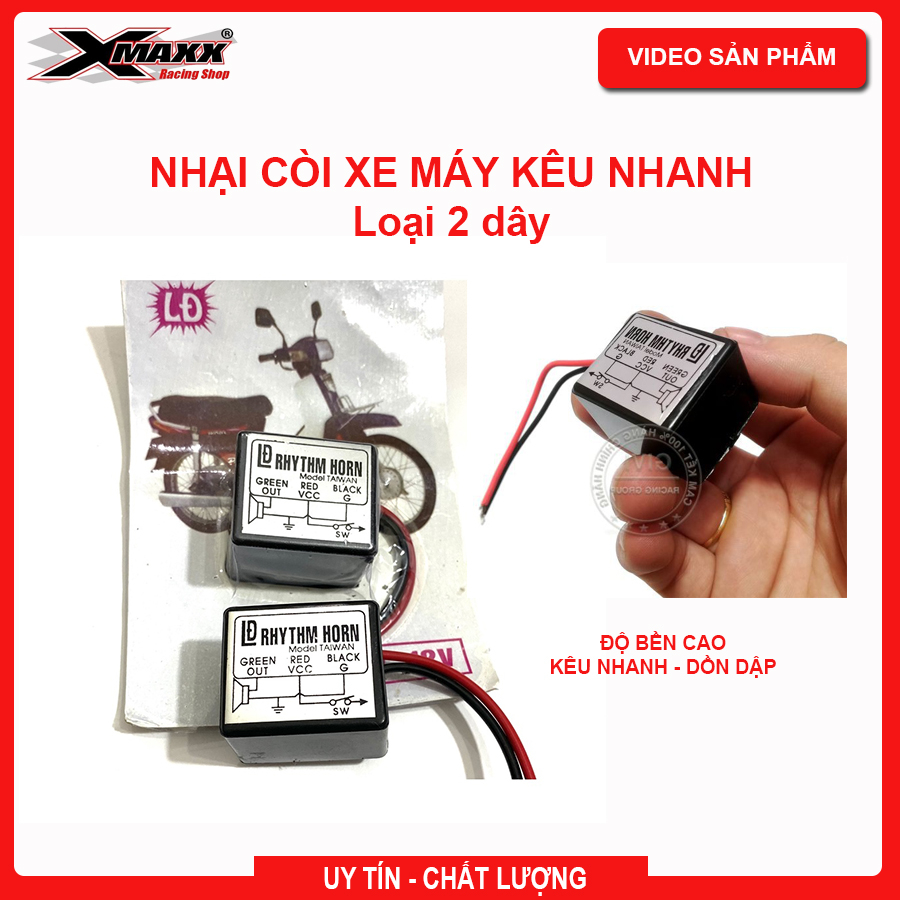 Nhại còi xe máy kêu nhanh 12V - Loại 1 - có video hướng dẫn lắp