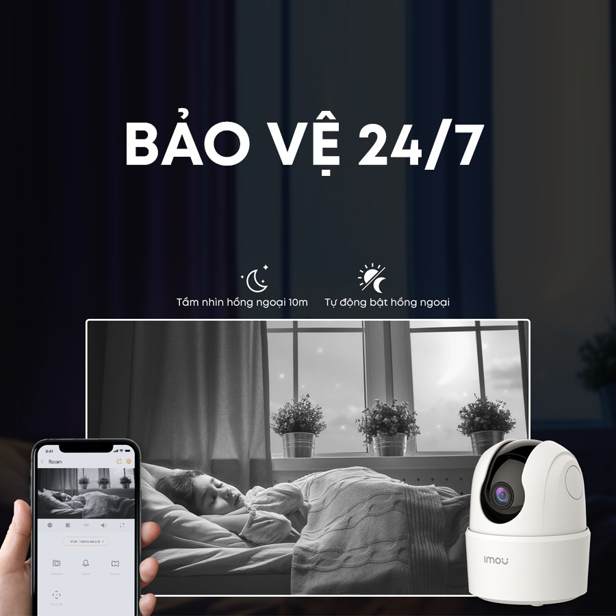 Camera wifi trong nhà imou ranger 2 A42 4M đàm thoại 2 chiều có cảnh báo chuyển động và còi báo hú hàng chính hãng komex