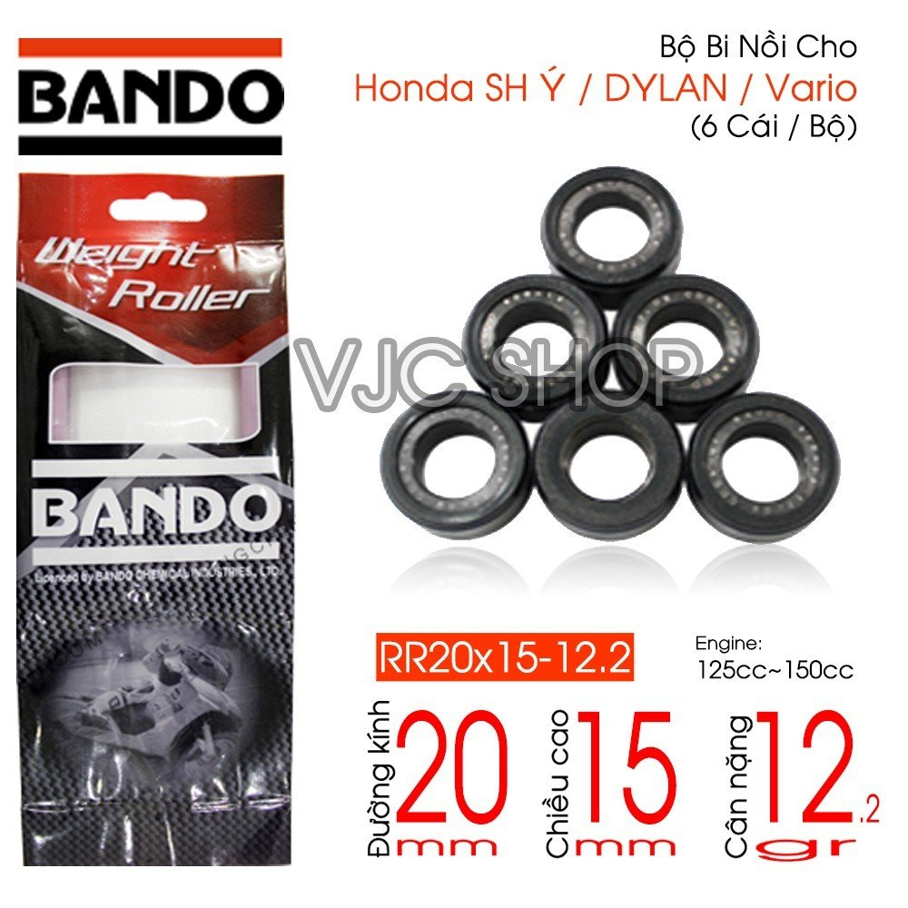 Bộ 6 bi nồi Bando cho xe Honda SH Ý/ Dylan/ Vario (12.2g)