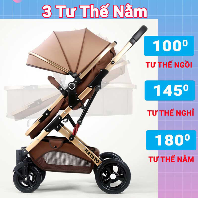 Xe đẩy cho bé H268 Hatato BH-2 năm mẫu xe đẩy cho bé 2 chiều 3 tư thế và xe đẩy cho trẻ sơ sinh đến 3 tuổi