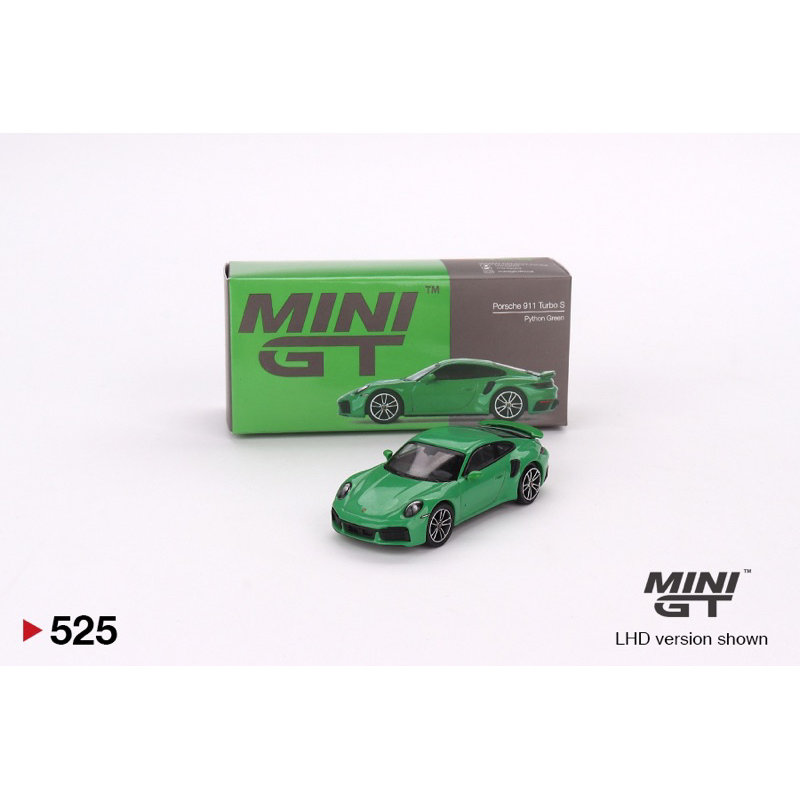 Hobby Store xe mô hình Mini GT #525 Porsche 911 Turbo S Python Green - Xanh Lá LHD ( FullBox )