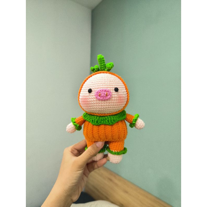 Heo bằng len handmade - Heo bí ngô ngộ nghĩnh