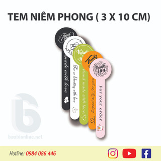20 tem nhãn dán thank you dài | tem niêm phong thank you kích thước 3 x 10cm