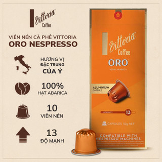 Cafe viên nén Vittoria Oro 100% Arabica, dành cho máy pha cà phê viên nén Nespresso, hộp 10 viên