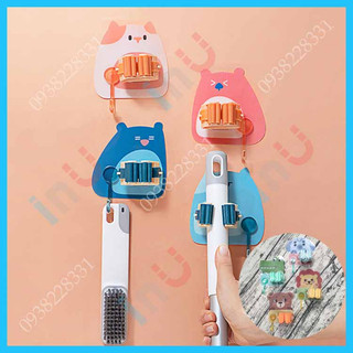 HCM - Miếng dán tường 2 trong 1 Mèo cute bản lớn siêu dính treo đồ và kẹp chổi, cây lau nhà