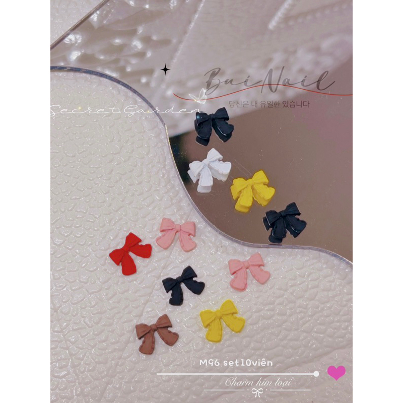 [M96] CHARM NƠ MÀU KIM LOẠI SET 10 VIÊN