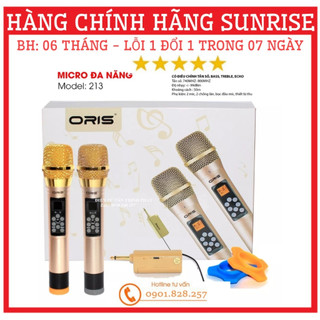 Micro không dây đa năng oris 213 trên thân micro được thêm các nút điều chỉnh âm như Bass, Treble, Echo