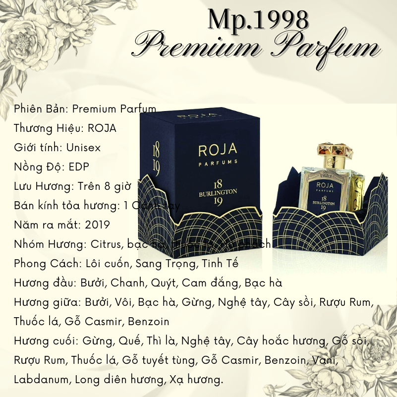 Nước hoa Unisex Roja Parfums Burlington 1819 Parfum