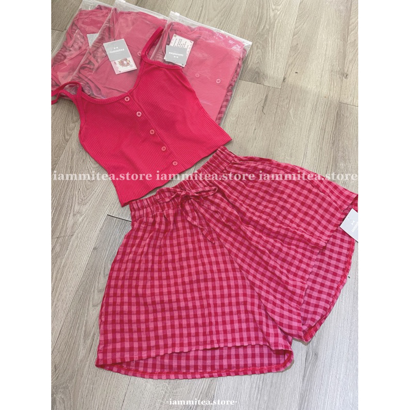 Set bộ ngủ áo 2s+ quần short lưng chun nhà Iammitea