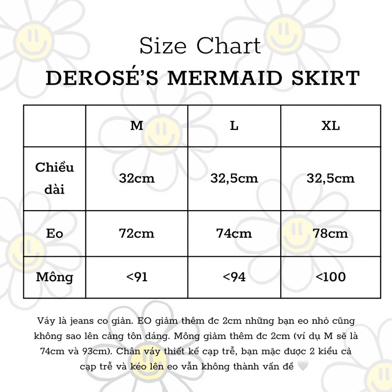 MERMAID DEROSE SKIRT - Chân Váy Xoè Jeans Co Giản Nữ Trắng và Xanh Jeans
