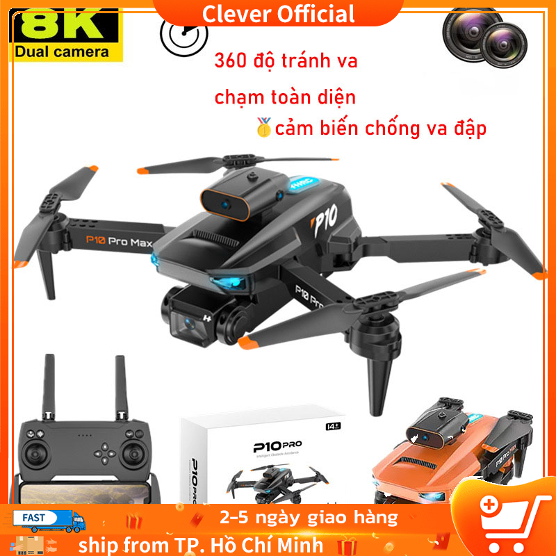 ⚡️ Bộ 4 Pin ⚡️ Máy Bay Flycam Drone Camera 4k P10 Pro Max, Fly cam mini giá rẻ, Cảm Biến Va Chạm Tránh chướng ngại vật