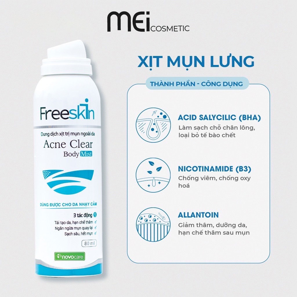 Combo Freeskin-  Bộ Sản Phẩm Viêm Nang Lông, Mụn Trứng Cá, Mụn Mặt Và Cơ Thể