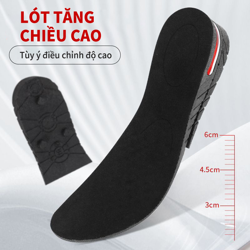 Đế Lót Giày Tăng Chiều Cao Cả Bàn và Nửa Bàn Chân Nam Nữ Cao Cấp, Lót Giày Thể Thao Độn Đế Thoáng Khí