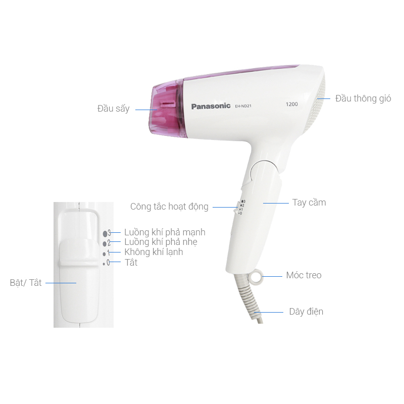 Máy sấy tóc Panasonic EH-ND21-P645 công suất 1200W