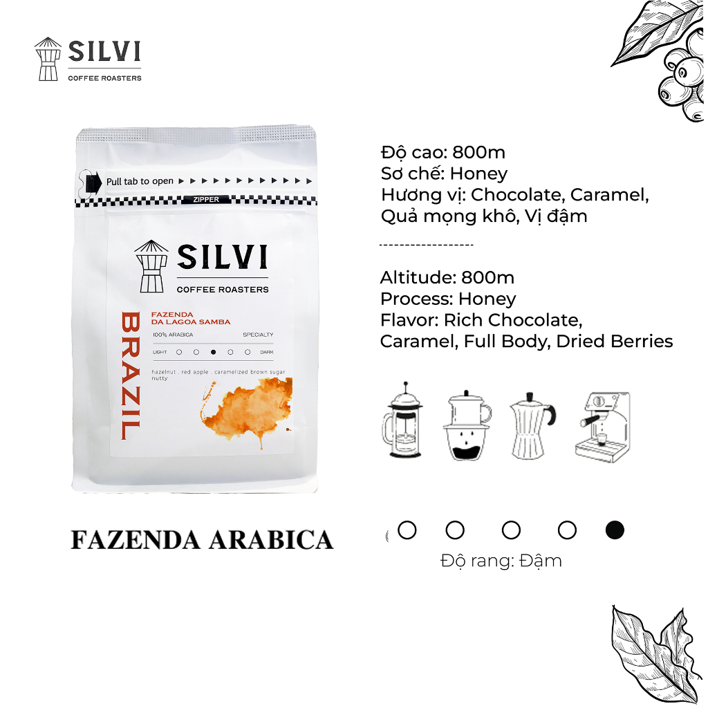 Cà phê Espresso Brazil Pha Máy - Silvi Specialty Coffee