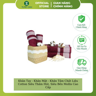 Khăn Tay - Khăn Mặt - Khăn Tắm Chất Liệu Cotton Siêu Thấm Hút, Siêu Bền Mollis Cao Cấp (HM1K - FM1K - BM1K)
