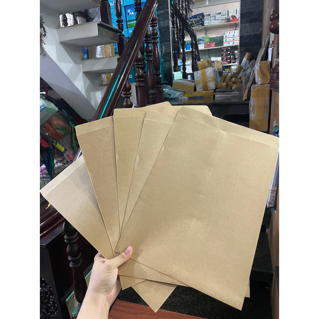 COMBO 5 CÁI Bao bì thư giấy kraft xi măng A4 không cột dây