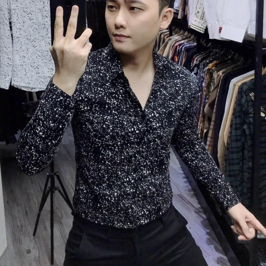 Sơ Mi họa tiết cao cấp , Chất vải lụa chống nhăn cao cấp