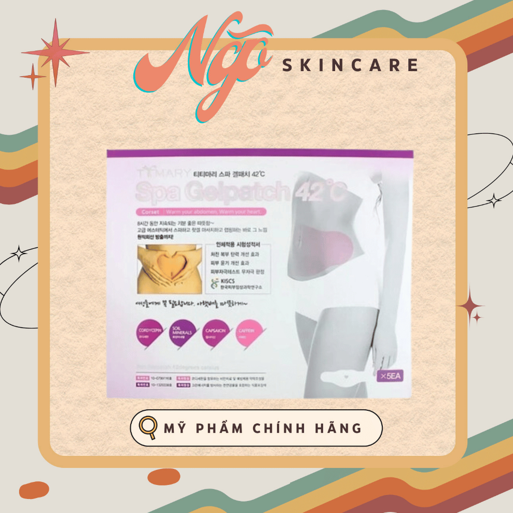 Miếng Dán Giảm Mỡ Bụng Hàn Quốc Spa Gel Patch 42°C - Hộp 5 Miếng