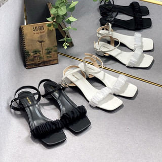 Sandal nữ bigsize quai phối voan nhúng gót vuông cao 3-5 phân size 40-44