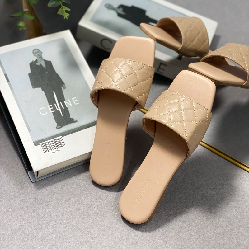 Dép xẹp nữ  quai ngang kẻ caro 3 màu bigsize 40,41,42,43,44 - Dép nữ bigsize đẹp