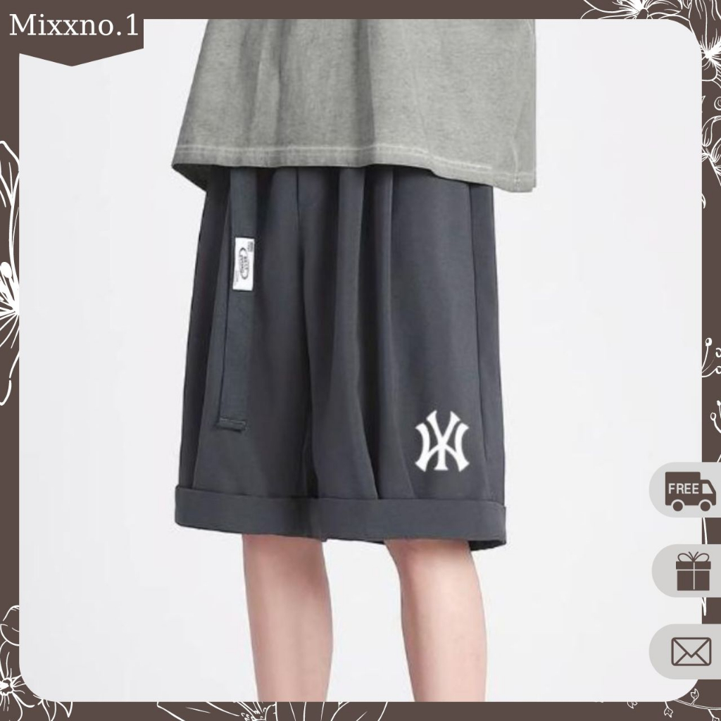 Quần Short Gấp Gấu Vải Tuyết Mưa Cao Cấp Phối Đai Lưng Họa Tiết N_Y Thời Trang Mixxno.1 SHORT 055