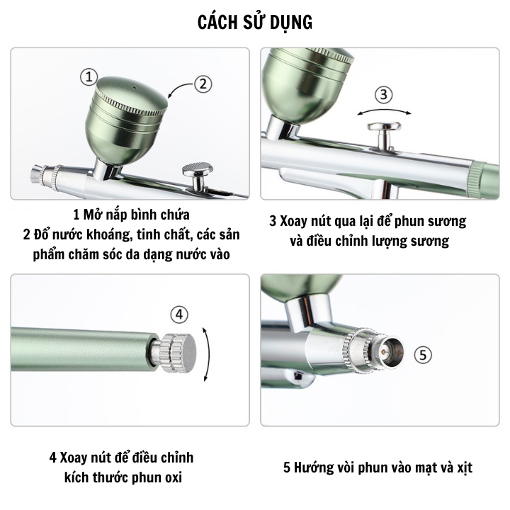 Máy phun sương mini, máy phun oxy nano cầm tay, tạo độ ẩm cho da mặt, chăm sóc da mịn màng và khoẻ mạnh