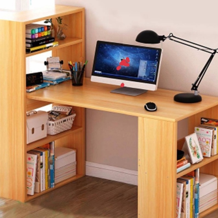 Bàn học tập, bàn làm việc văn phòng chữ L LOẠI TO thiết kế hiện đại, trẻ trung kèm giá sách mẫu mới 2023