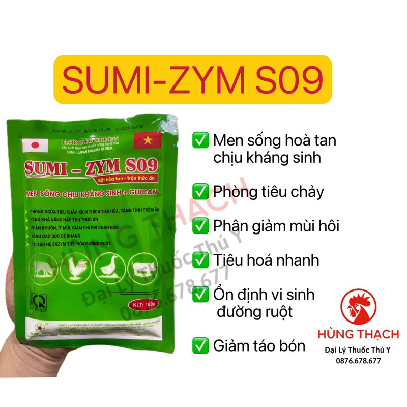 SUMI ZYM S09 100gr men tiêu hóa sống chăm sóc vật nuôi